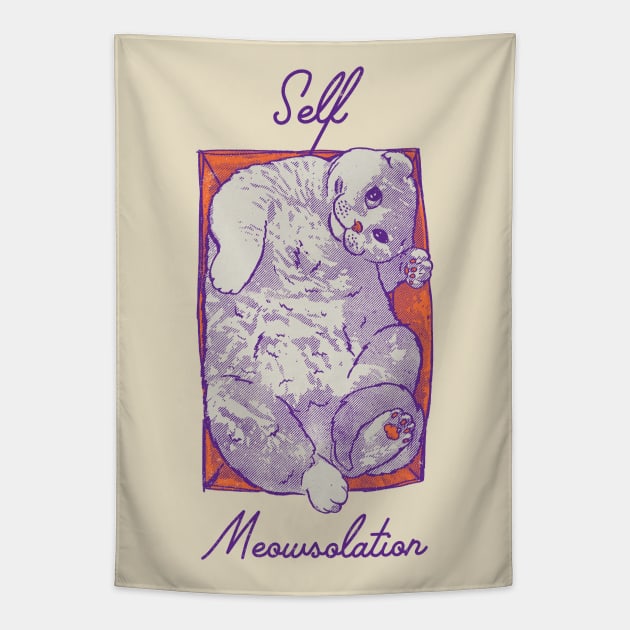 Self Meowsolation - Funny Self Isolation Cat In The Box, Social Distancing Quarantine Frontline Pet 2020 Stay Inside Wash Your Hands Tapestry by anycolordesigns