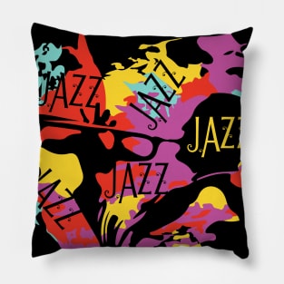 Colorful Jazz Trumpet Player Pillow