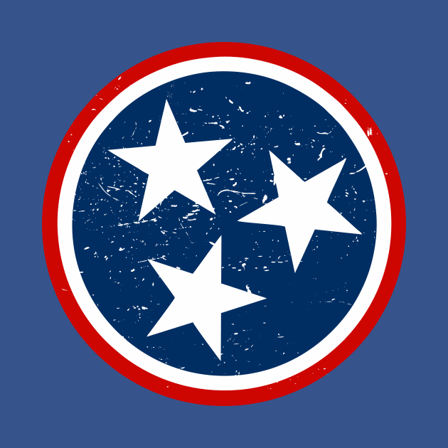 Tennessee Tristar Flag - Vintage Distressed by Virly