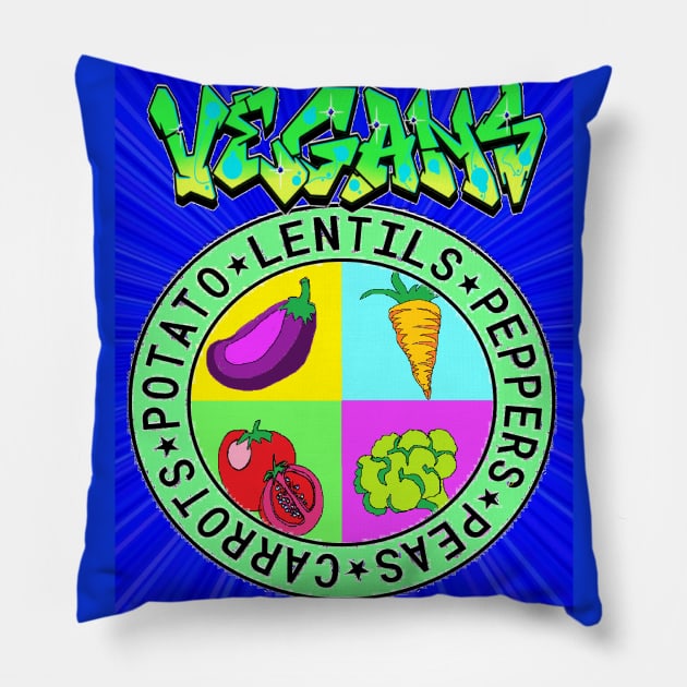 vegan graffiti Pillow by LowEndGraphics