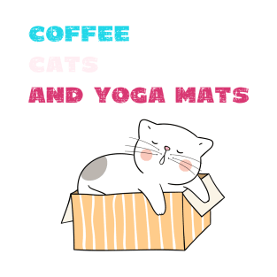 Coffee cats and yoga mats funny yoga and cat drawing T-Shirt