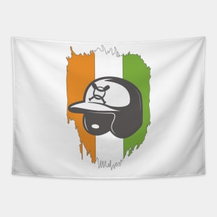 Indian Baseball Player Bat Ball Helmet Fan India Flag Tapestry