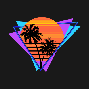 Retro 80s Tee Purple Blue Throwback Palm Tree Synthwave Tee T-Shirt