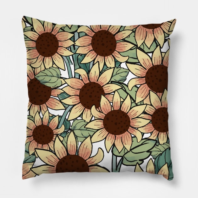 Sunflower Pattern Design Pillow by aquariart