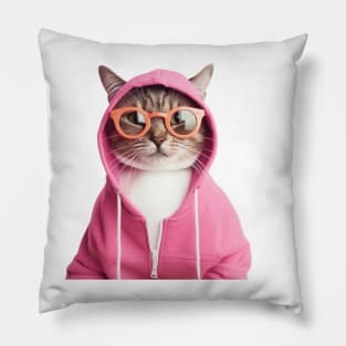 Cat With Glasses Pillow
