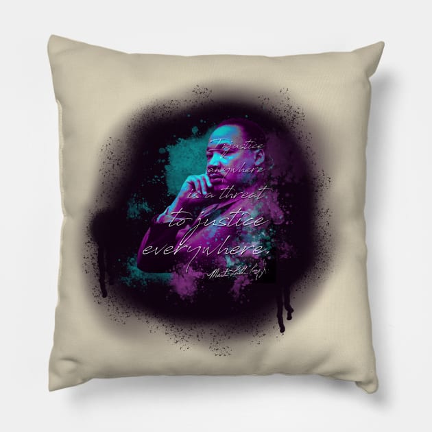 MLK Watercolor Spray Paint Portrait Pillow by Tatted_and_Tired