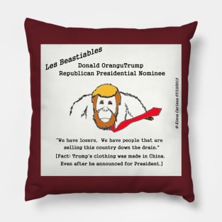 Donald OranguTrump has his clothing made in China Pillow