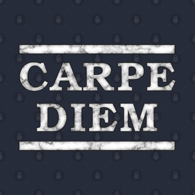 Carpe Diem, Roman Latin Motto in White Marble Effect by SolarCross