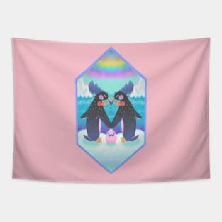 Gay LGBT+ Pride Penguin Family Tapestry