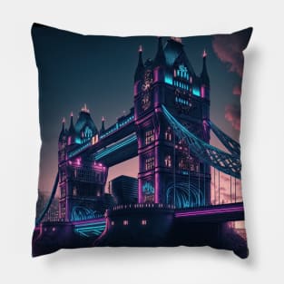 Tower Bridge Cyberpunk style Pillow