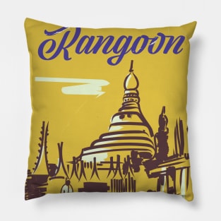 Rangoon Myanmar Travel poster Pillow