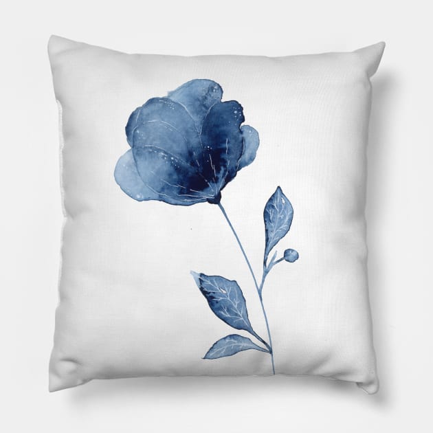 Indigo Flower Pillow by Ellen Wilberg