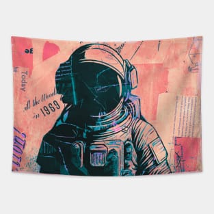 Paper Collage Astronaut Tapestry