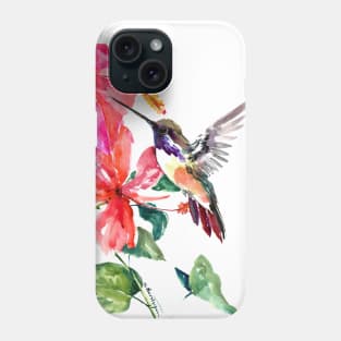 Hummingbird and Hibiscus Flowers Phone Case