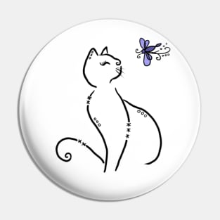 Stilisierte Katze mit Libelle Pin