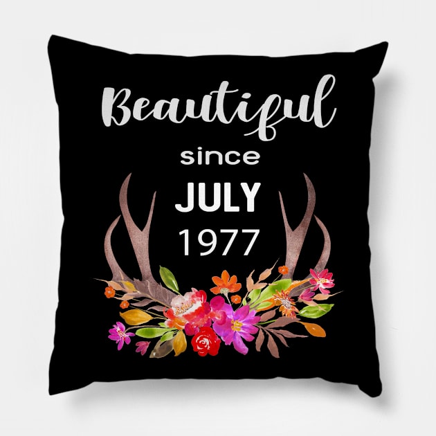 Deer Antler Elk Hunting Flower Horn Beautiful Since July 1977 Pillow by familycuteycom