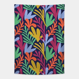 Matisse inspired abstract leaf cut out pattern in blue Tapestry