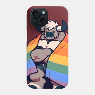 Comfy Womfy Furry Pride Bull LGBTQ Rainbow V2 Phone Case