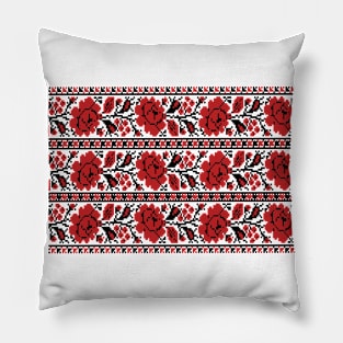Ukrainian Embroidery Floral Ornament Red Black Flowers Ukrainian Souvenir For Her Pillow