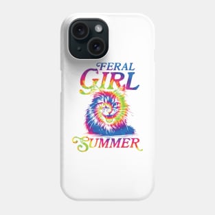 feral girl summer funny Cat tie dye Phone Case