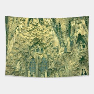 La Sagrada Familia breath-taking exterior: architecture photography Tapestry