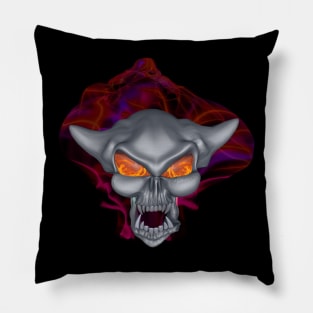 Flaming Demon Skull Pillow