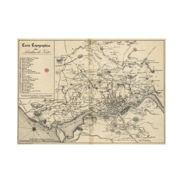 Vintage Map of Porto Portugal (1835) by Bravuramedia