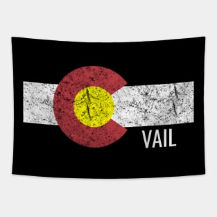 Colorado Vail Flag Ski Distressed Tapestry