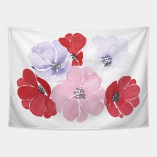 Anemones, floral watercolor painting Tapestry