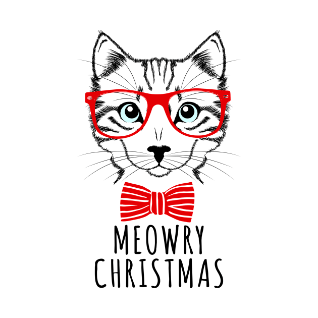 Meowry Christmas Hipster Cute Cat Lovers by andytruong