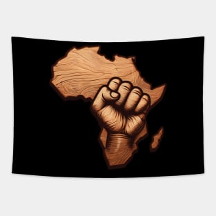 African Map Wooden Fist Tapestry