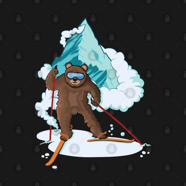 Cool Skiing Grizzly Bear by AlyMerchandise