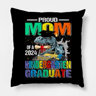 Proud Mom Of A 2024 Kindergarten Graduate Dinosaur Monster Truck Pillow