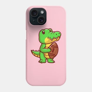 Cute Crocodile Holding Rugby Ball Cartoon Phone Case