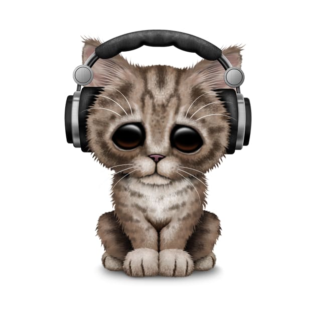 Cute Kitten Dj Wearing Headphones by jeffbartels