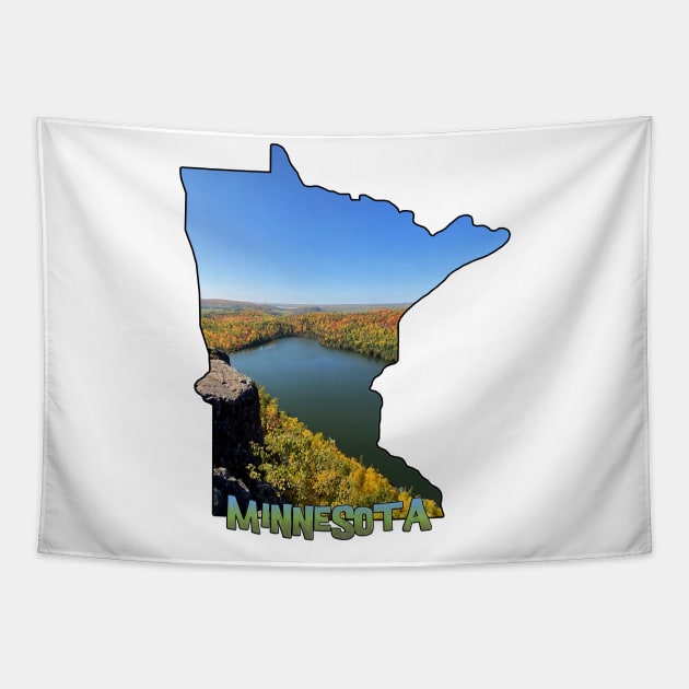Minnesota State Outline (Bean Lake near Silver Bay, MN) Tapestry by gorff