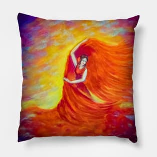 Spanish dancer in red dress Pillow