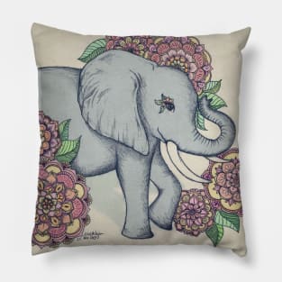 Little Elephant in soft vintage pastels Pillow