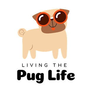 Living the Pug life, Pug lovers, dog lovers, black text T-Shirt