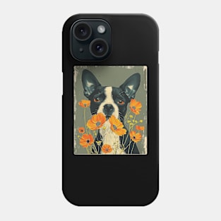 Boston Terrier Flowers Photo Art Design For Dog Onwer Phone Case