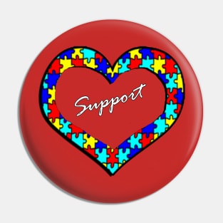 Autism Support Puzzle Heart Design & Quote Inspirational LOVE Gifts Pin