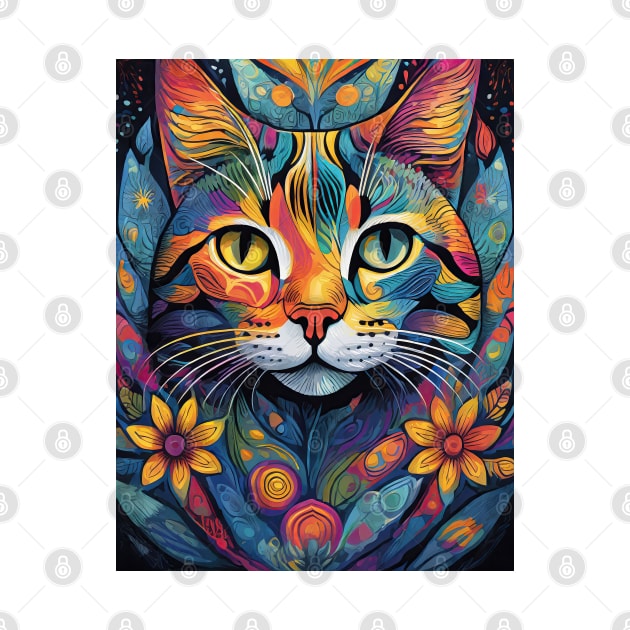 vibrant and colourful cat art design by clearviewstock