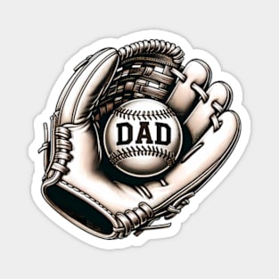 Dad's Home Run" - Baseball Glove & Ball Tee Magnet