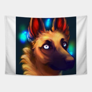 Cute Belgian Shepherd Drawing Tapestry