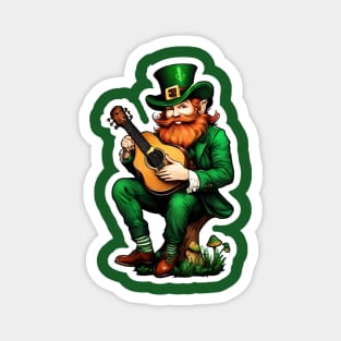 HANDSOME LEPRECHAUN PLAYING A MANDOLIN. Magnet