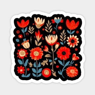 Scandy style flowers, folk art design Magnet