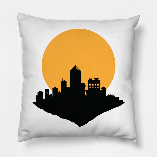 silhouette big city with Supermoon background Pillow by capplecng