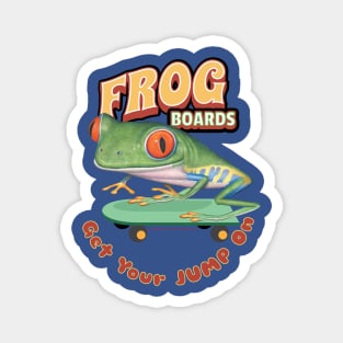 Cute Funny Red Eyed Tree Frog on Skateboard Magnet