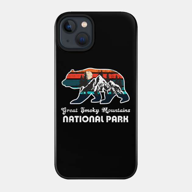 Great Smoky Mountains National Parks Bear Retro 70s Graphic - Great Smoky Mountains - Phone Case