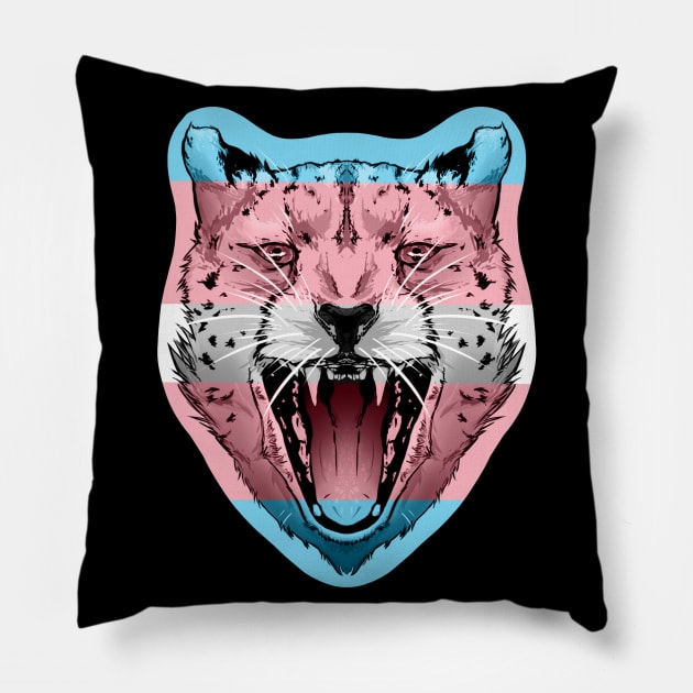 illustrated CHEETAH PRIDE series (trans pride flag) Pillow by illustratelaw